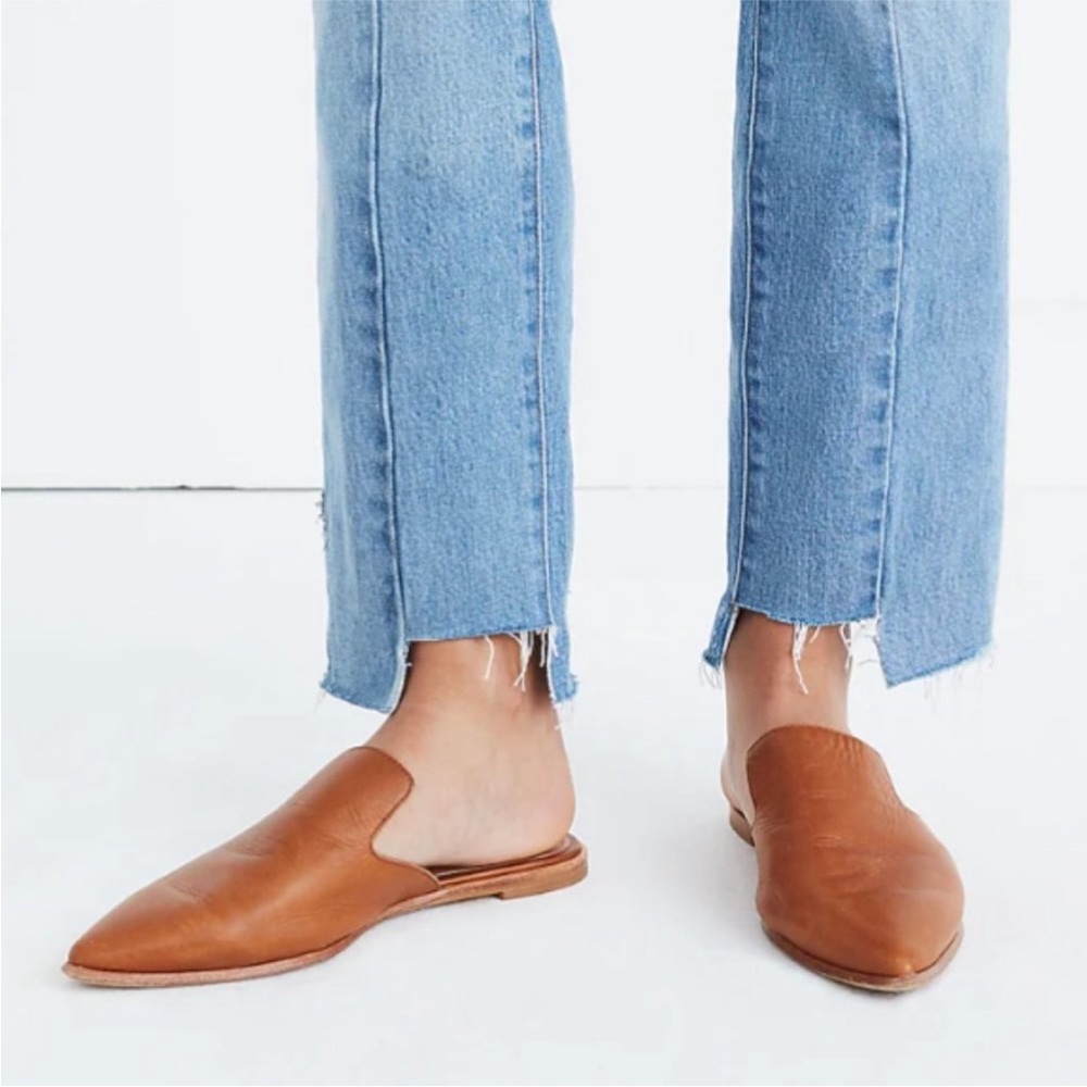 Madewell Tan Leather Pointed-Back Mules